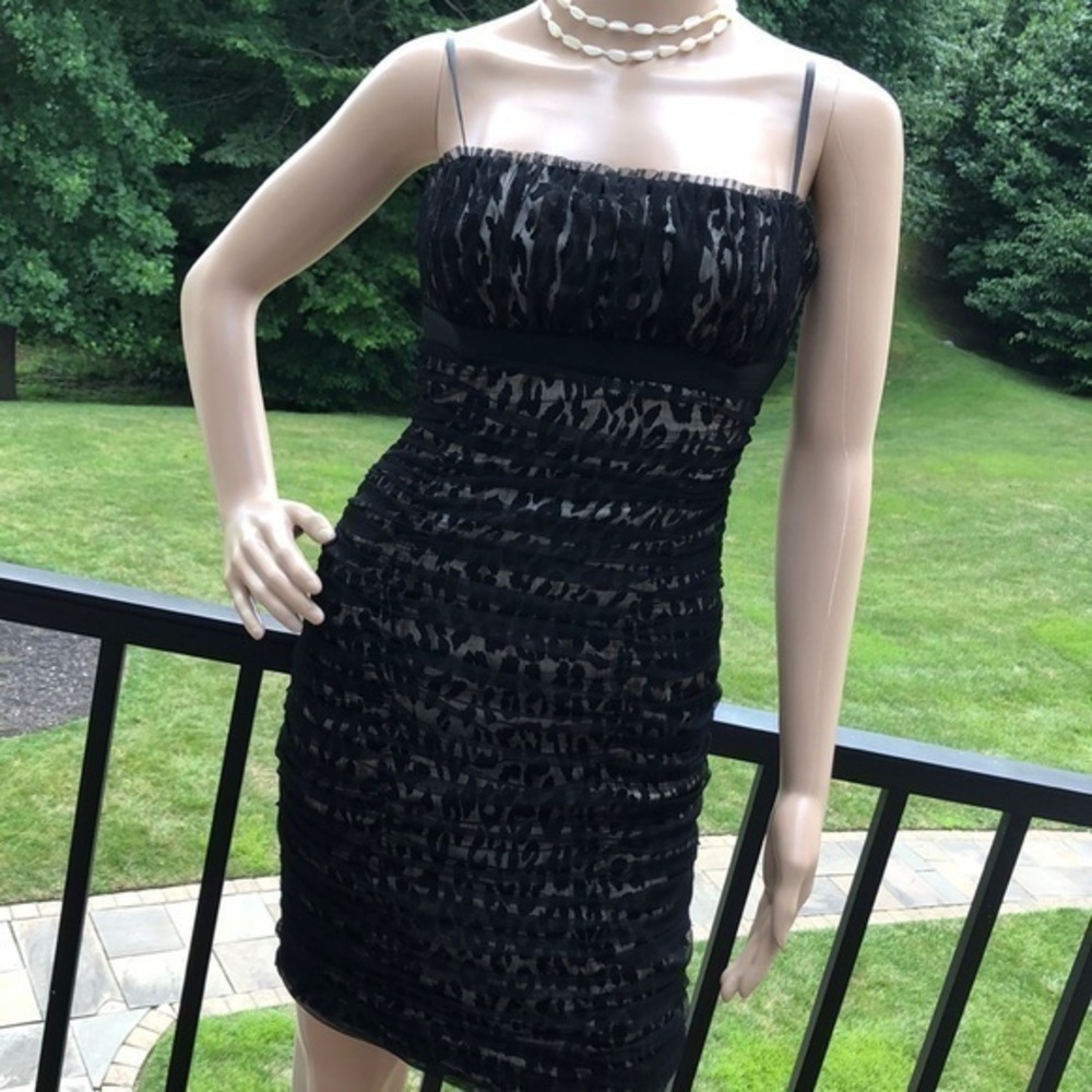 Di Herra silk Leopard/black overlay Body con dress